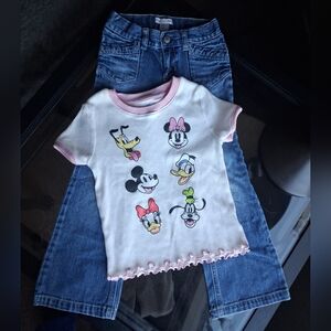 Disney Kids Pink And White Tee Mickey Daisy
